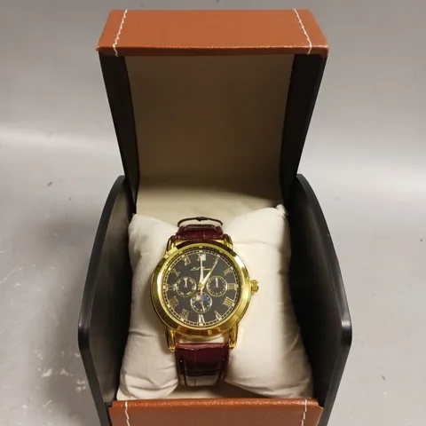 MENS LA BANUS WATCH β GOLD COLOUR CASE β LEATHER STRAP