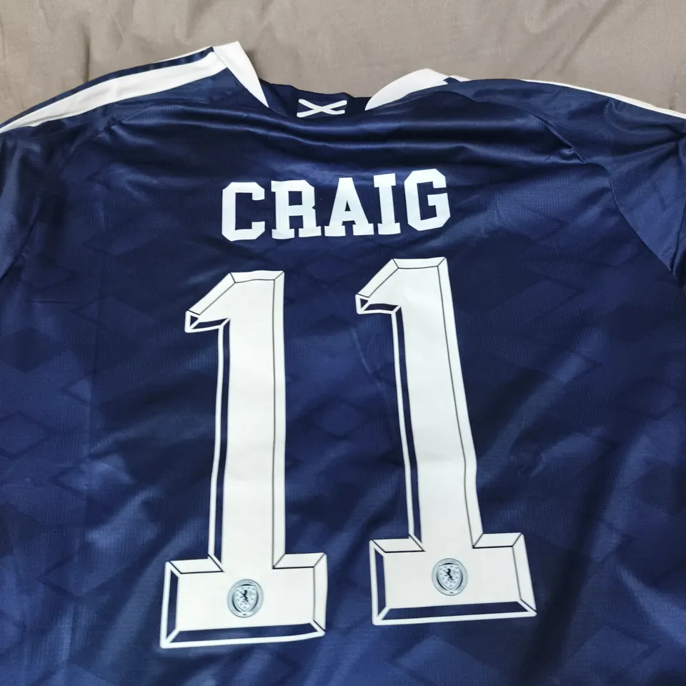 ADIDAS SCOTLAND NATIONAL FOOTBALL JERSEY – NO. 11 CRAIG - SIZE XL