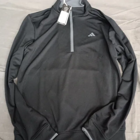 ADIDAS BLACK QUARTER-ZIP TRAINING TOP β SIZE S