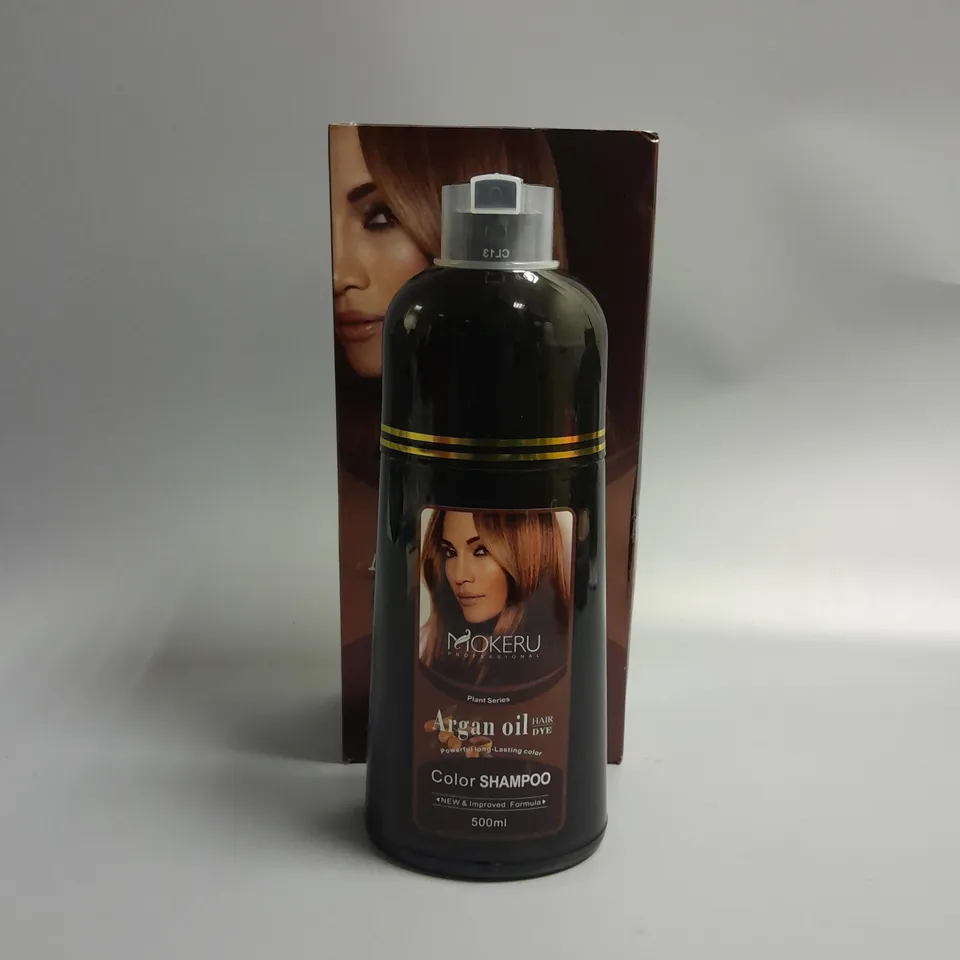 BOXED MOKERU PLANT SERIES ARGAN OIL HAIR DYE COLOUR SHAMPOO 500ML
