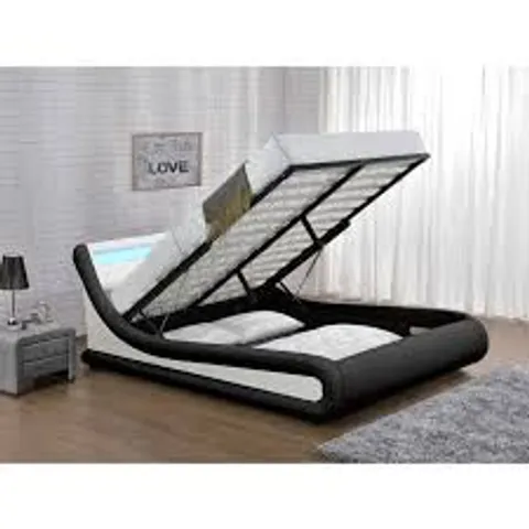 BOXED GALAXY LED UPHOLSTERED OTTOMAN BED - SIZE UNSPECIFIED (3 BOXES)