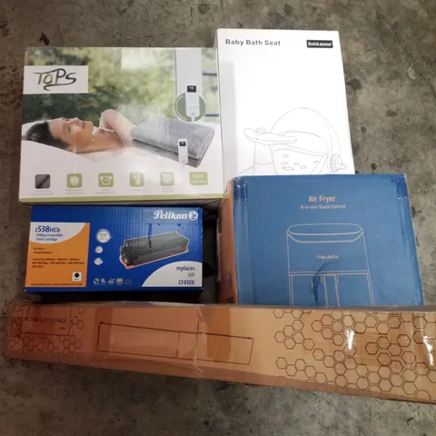PALLET OF ASSORTED PRODUCTS INCLUDING FOLDABLE DRYING RACK, AIR FRYER, BABY BATH SEAT, HEATED THROW BLANKET, TONER CARTRIDGE
