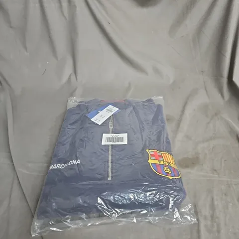 BARCELONA FC ZIP-UP JACKET WITH CREST – NAVY, XXL