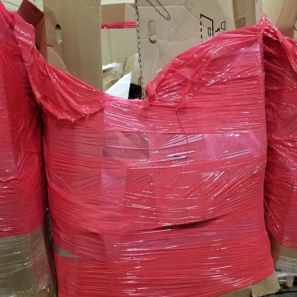 PALLET OF ASSORTED PRODUCTS INCLUDING TOILET SEAT, RETRACTABLE SAFETY GATE, LAUNDRY HAMPER, ROLLER BLIND