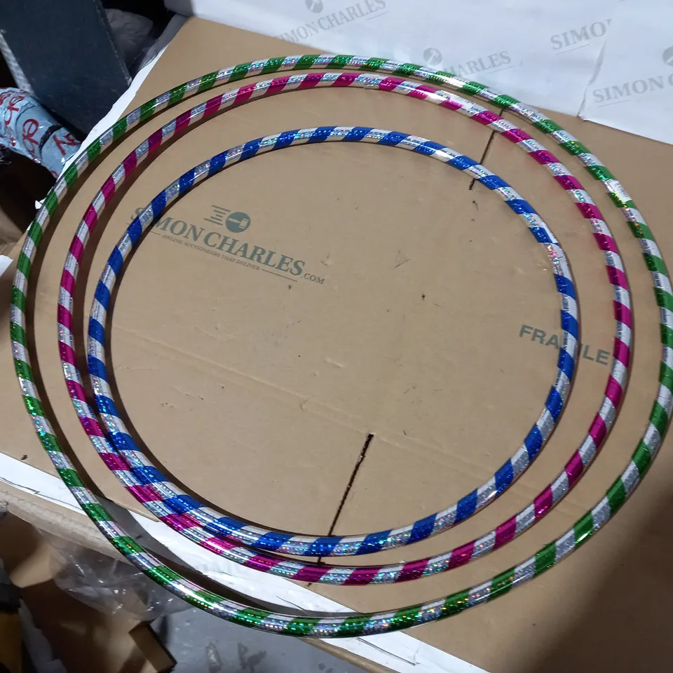 SET OF DESIGNER STRIPED HOOLA HOOPS