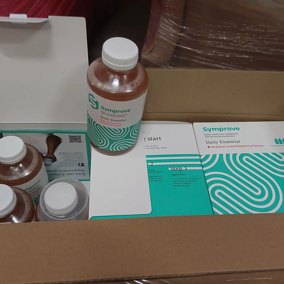 PALLET OF ASSORTED CONSUMER PRODUCTS TO INCLUDE: A LARGE QUANTITY OF SYMPROVE PREBIOTIC SUPPLEMENTS, SUNFLOWER SEEDS, BREAKFAST IN BED TRAY ECT
