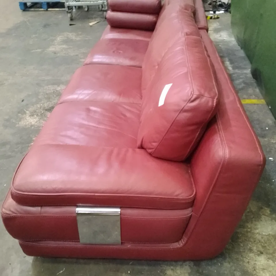 2PCS 4 SEATER SOFA  - RED LEATHER 