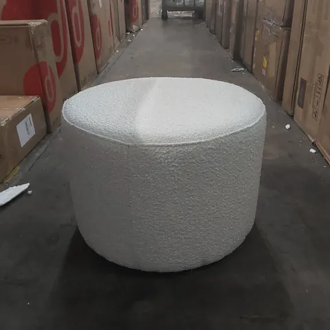 QUALITY DESIGNER IVORY BOUCLÉ ROUND POUF OTTOMAN