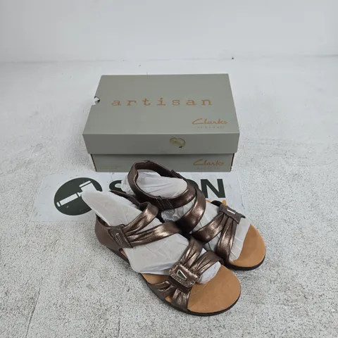 CLARKS ARTISAN KITLY AVE BRONZE LEATHER SANDALS – WOMEN'S, UK 6 (EU 39.5) – BOXED