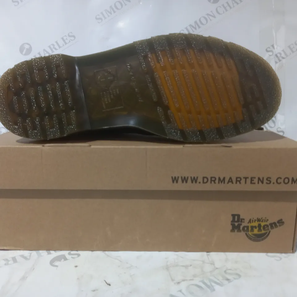 BOXED PAIR OF DR MARTENS VEGAN 1461 SHOES IN CHERRY RED UK SIZE 7