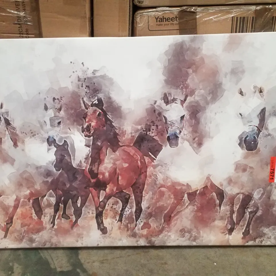 HORSES - FRAMED CANVAS PRINT 
