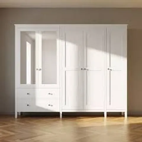 BOXED LYNTON 5 DOOR WARDROBE, WHITE (4 BOXES)