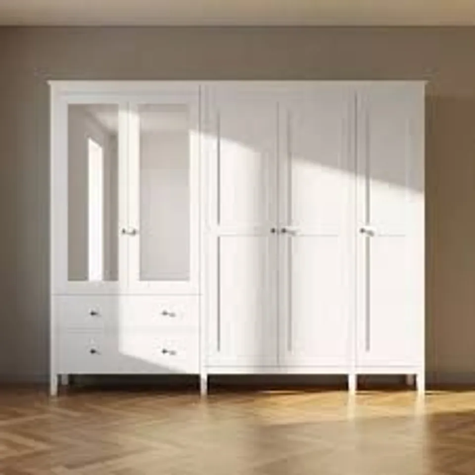 BOXED LYNTON 5 DOOR WARDROBE, WHITE (4 BOXES)
