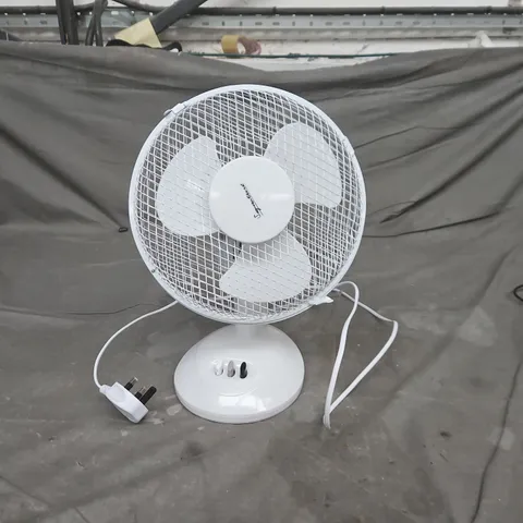 WHITE TABLE FAN WITH STAND, 3-SPEED CONTROL