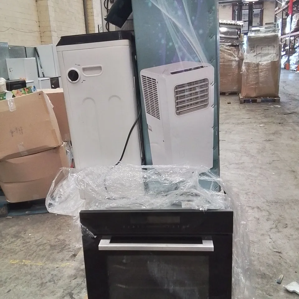 PALLET OF ASSORTED HOUSEHOLD GOODS AND PRODUCTS TO INCLUDE;AIR COOLERS,FRIDGE FREEZER,GOODHOME OVEN
