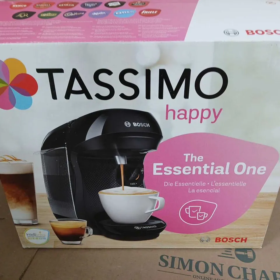 BOXED TASSIMO HAPPY COFFEE MACHIE WITH PODS