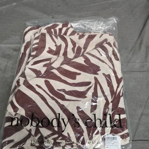 NOBODY'S CHILD JERROW TROUSER – ZEBRA PRINT, BROWN ON CREAM, UK 8 