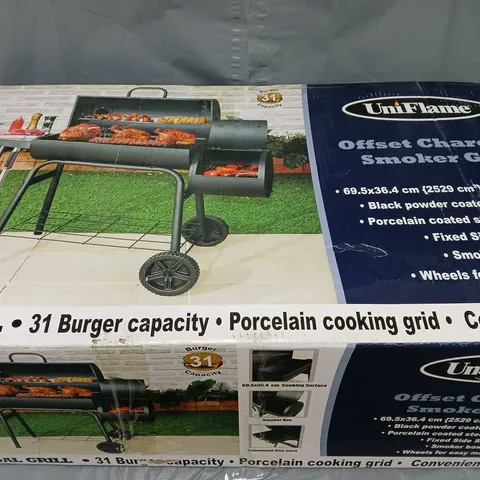 UNIFLAME OFFSET CHARCOAL SMOKER GRILL - COLLECTION ONLY