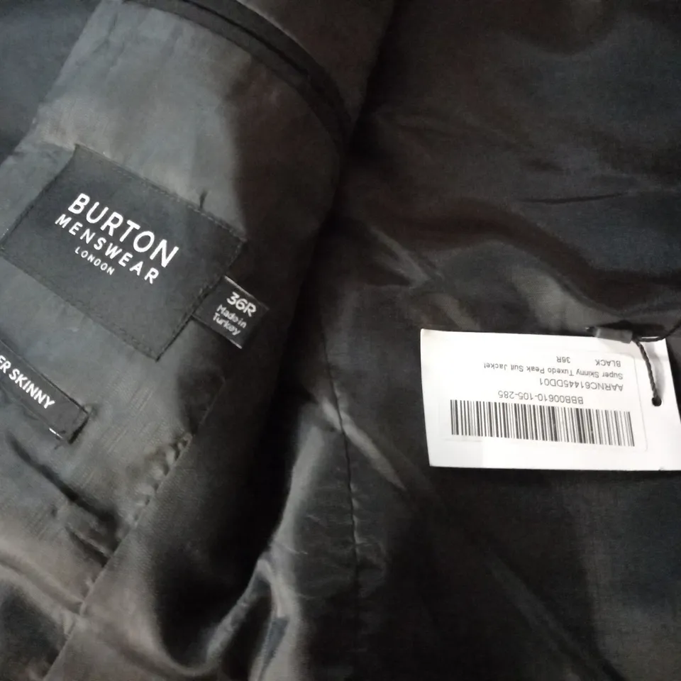 BURTON MENSWEAR SUPER SKINNY TUXEDO PEAK SUIT JACKET - 36R