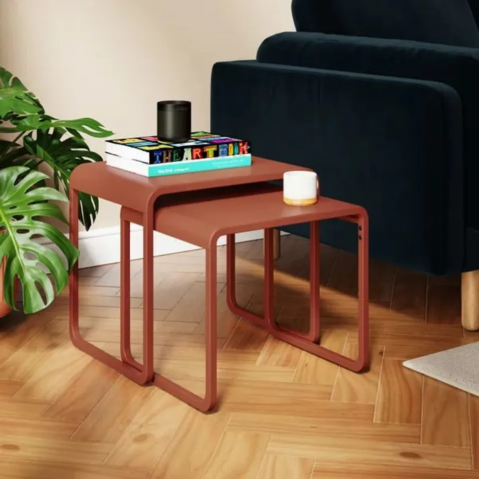 BOXED BOWIE NEST OF SIDE TABLES - ORANGE UMBER (1 BOX)