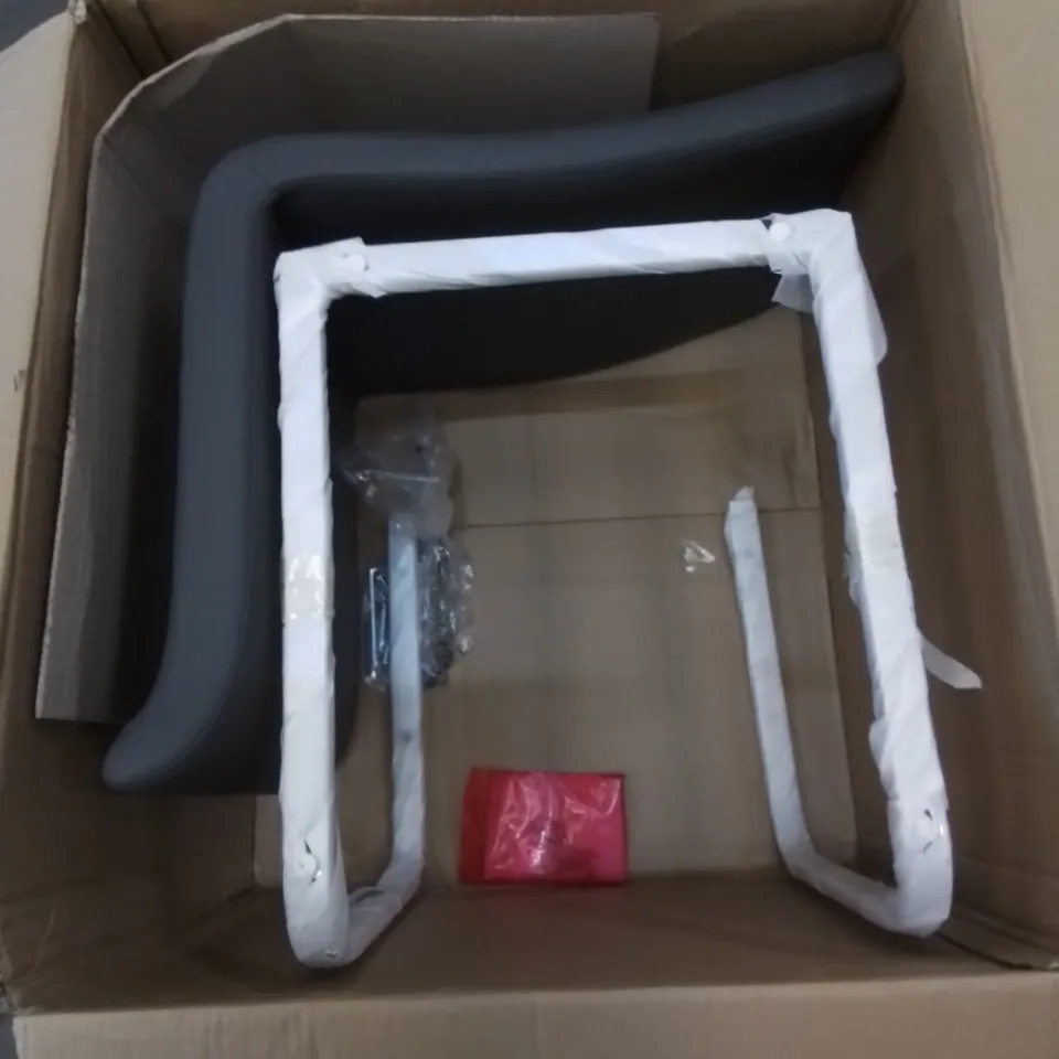 BOXED DINING CHAIR IN PU FAUX LEATHER GREY 