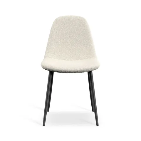 BOXED SET OF 4 MAYA BOUCLE FABRIC DINING CHAIRS - IVORY (1 BOX)