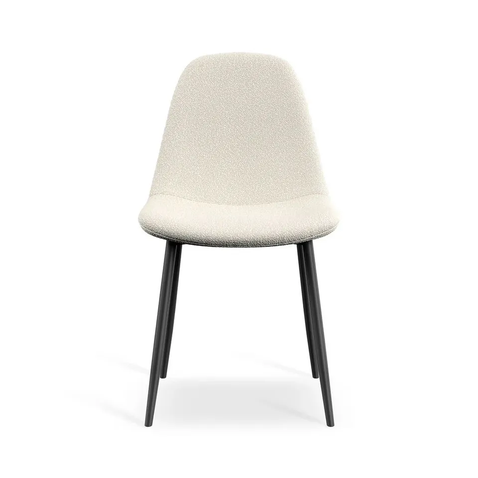 BOXED SET OF 4 MAYA BOUCLE FABRIC DINING CHAIRS - IVORY (1 BOX)