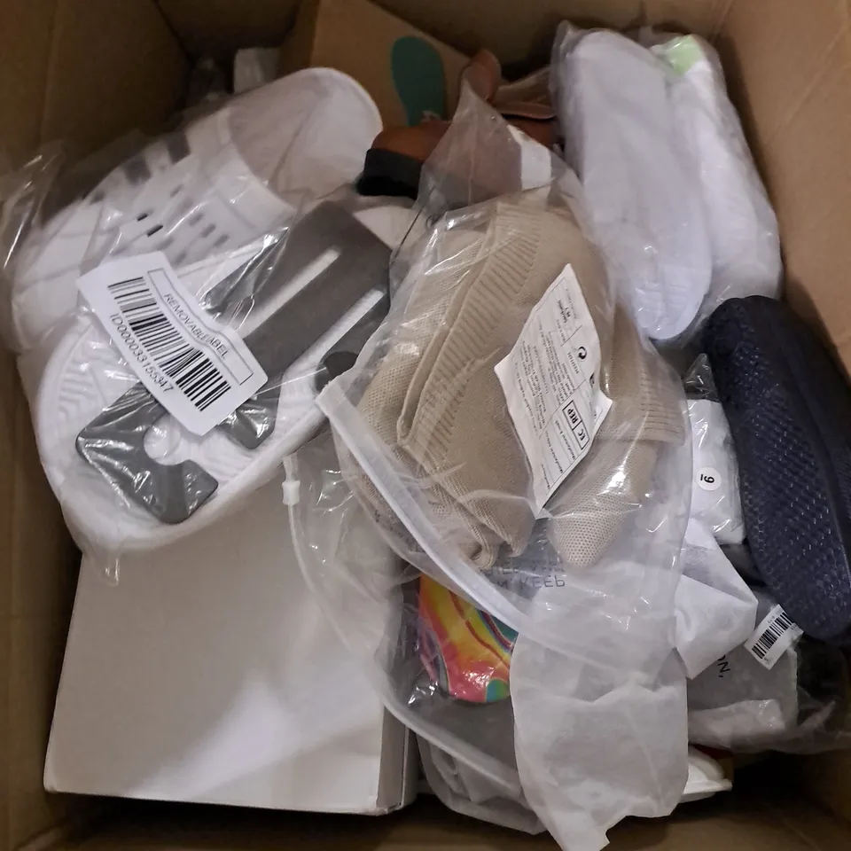 BOX OF APPROXIMATELY 15 PAIRS OF ASSORTED SHOES IN VARIOUS COLOUR, STYLES AND SIZES