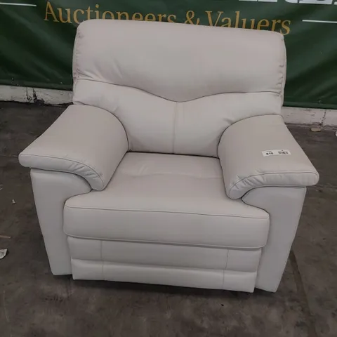 QUALITY BRITISH DESIGNER G PLAN STRATFORD EASY CHAIR CAMBRIDGE CHALK LEATHER 