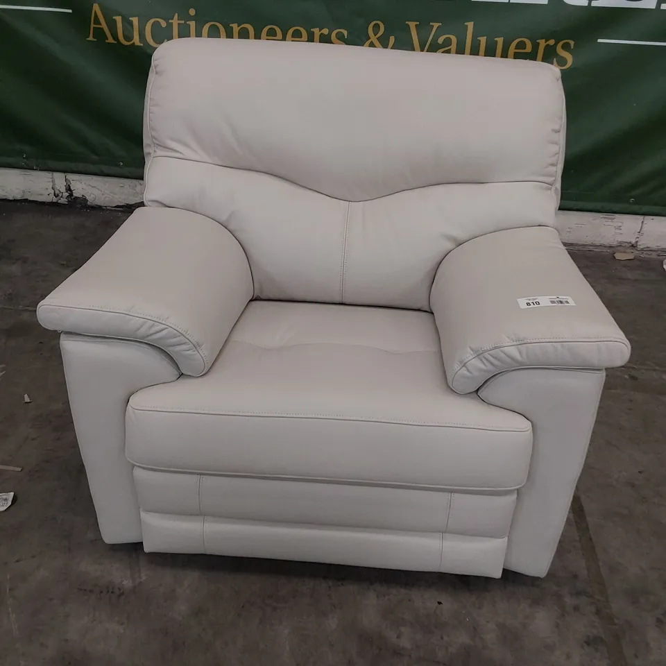 QUALITY BRITISH DESIGNER G PLAN STRATFORD EASY CHAIR CAMBRIDGE CHALK LEATHER 
