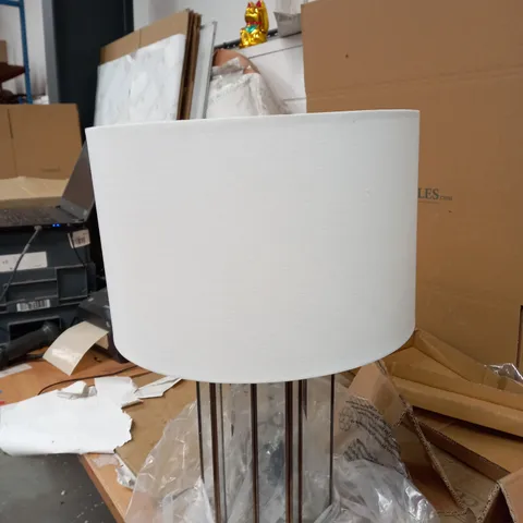 OSUNA TABLE LAMP NATURAL TABLE LAMP BRASS AND CLEAR FINISH IVORY LINEN SHADE