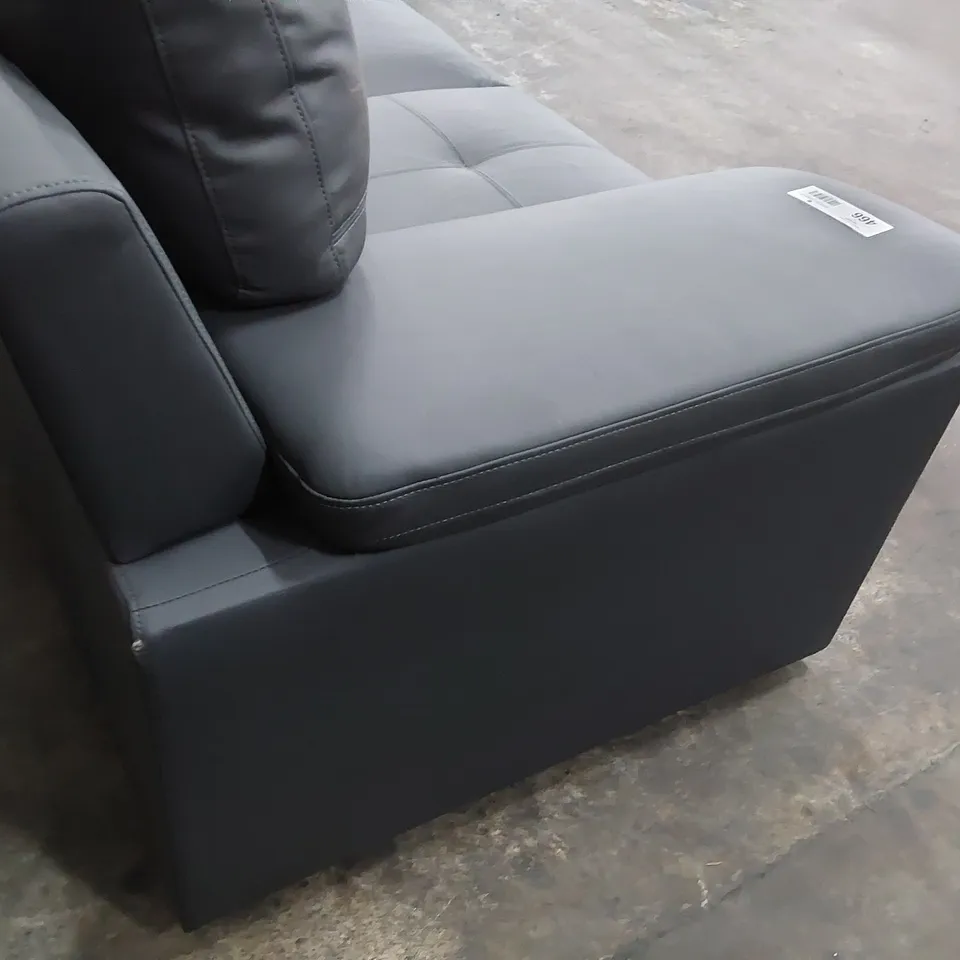 DESIGNER TWO SEATER SOFA GREY LEATHER 