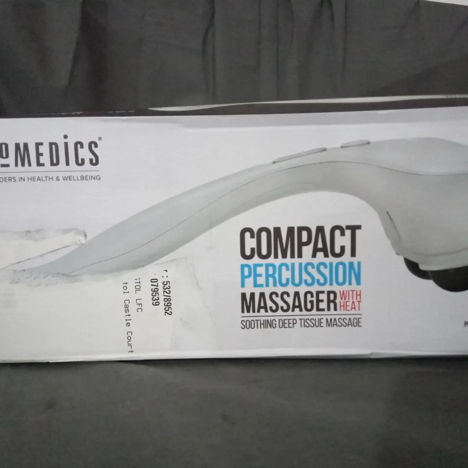 BOXED HOMEDICS COMPACT PERCUSSION MASSAGER WITH HEAT PA-MHA