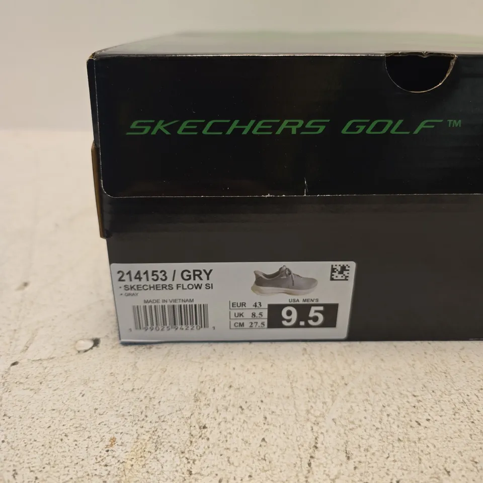 SKECHERS FLOW SLIP-INS GOLF SHOES – GREY/NEON, UK 8.5 (US 9.5)