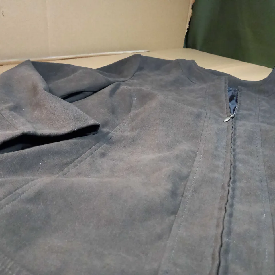 DESIGNER BROWN FAUX SUEDE ZIPPED THROUGH JACKET