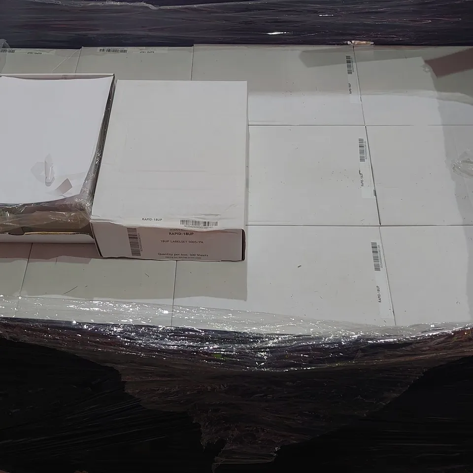 PALLET CONTAINING 50 BOXES OF 500-PACK RAPID-18UP SHEET LABELS
