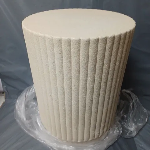 CREAM RIBBED SIDE TABLE - COLLECTION ONLY