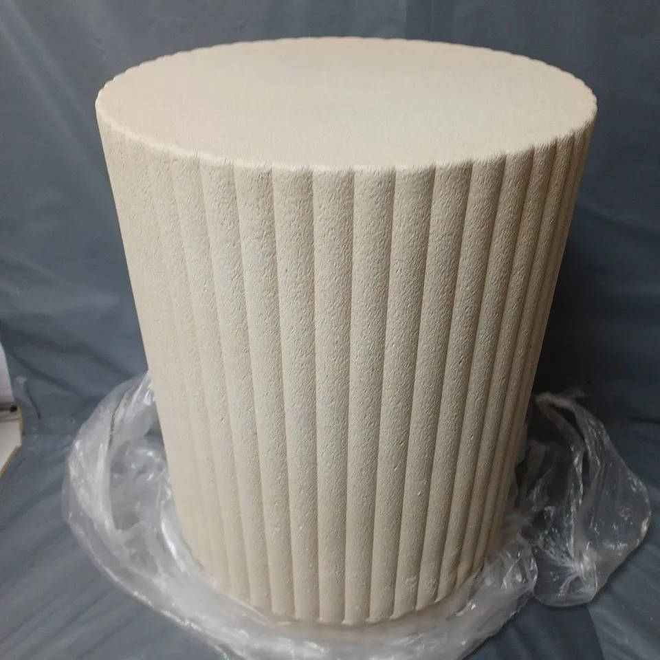 CREAM RIBBED SIDE TABLE - COLLECTION ONLY