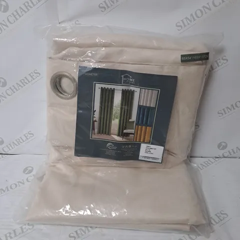 ASHA RECYCLED VELOUR EYELET CURTAINS IN NATURAL 165CM X 137CM