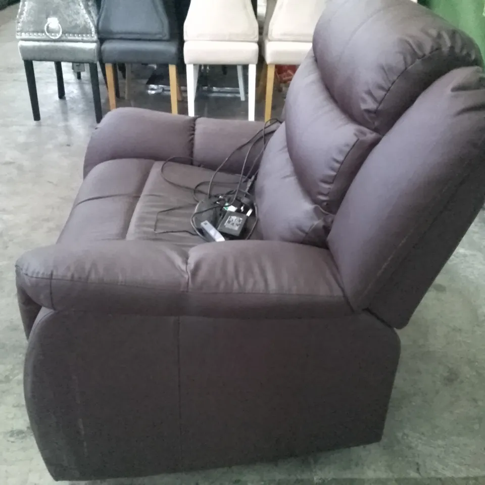 QUALITY DESIGNER STAMFORD ELECTRIC RISE&RECLINE ARMCHAIR - DARK BROWN
