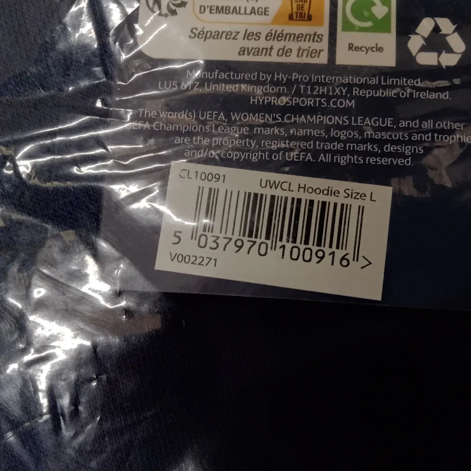 UWCL HOODIE – WOMEN’S CHAMPIONS LEAGUE, SIZE L (NAVY) – SEALED IN PACKAGING