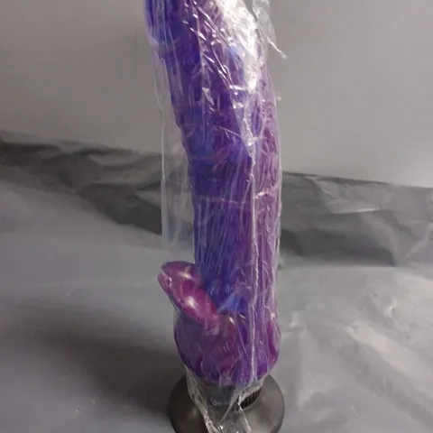 PURPLE 6" DILDO WITH CLITORAL STIMULATOR AND SUCTION BASE