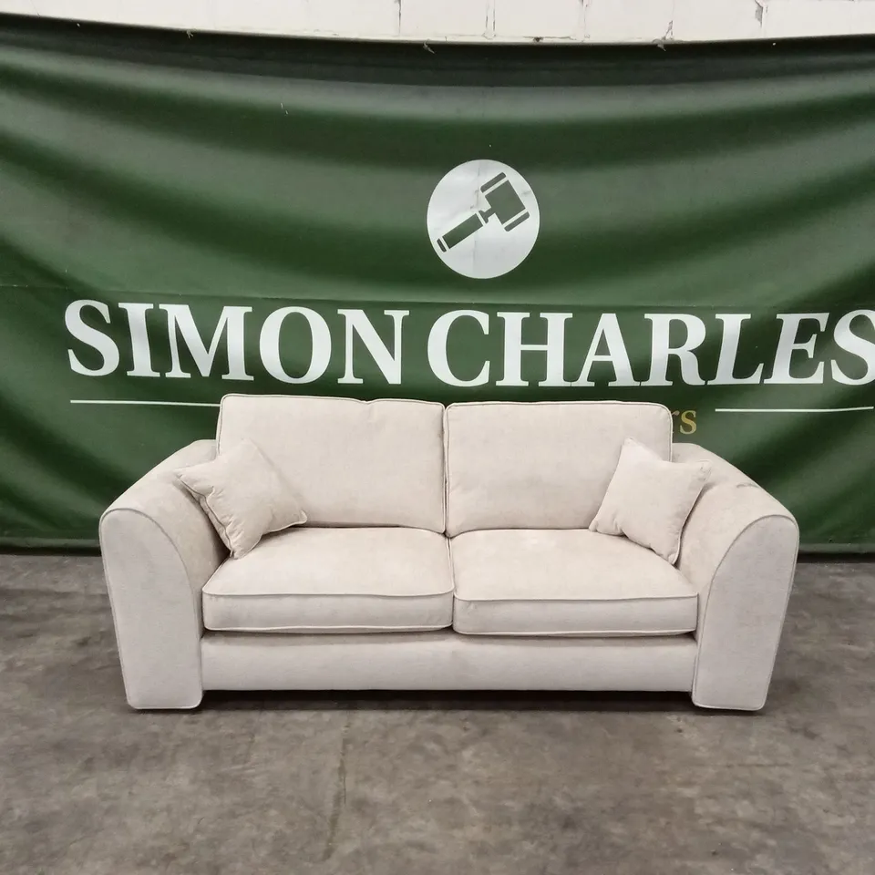 SAHARA 3 SEATER STANDARD BACK FABRIC SOFA - NATURAL