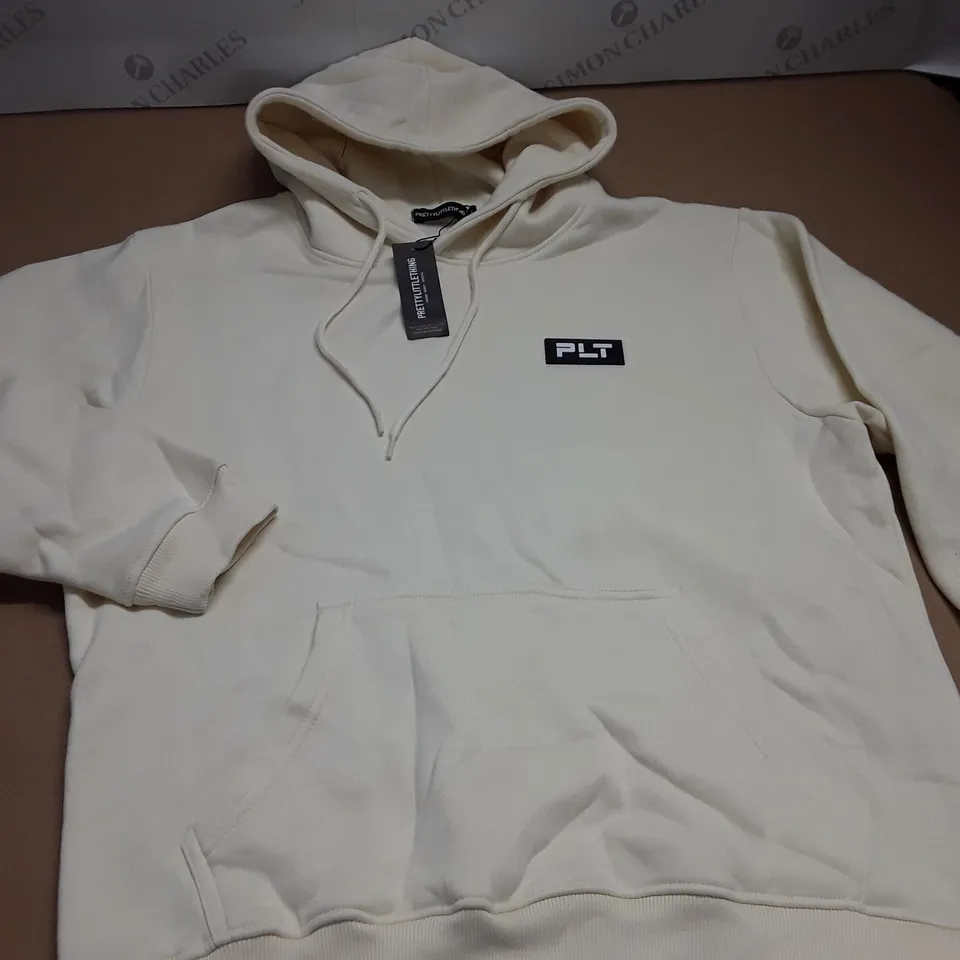 PRETTYLITTLETHING CREAM HOODIE- M