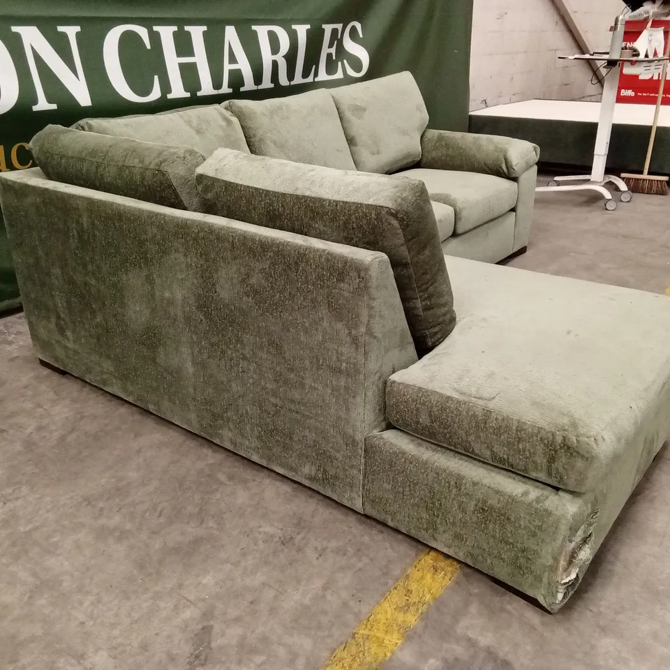 SALERNO STANDARD BACK FABRIC LEFT HAND CORNER CHAISE SOFA - GREEN RRP £999