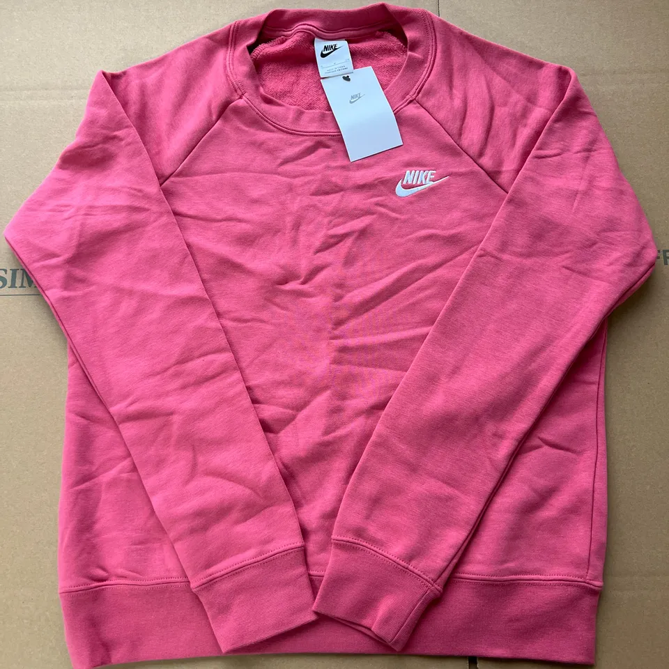 NIKE WOMENS PINK CREW NECK SWEATER IN SIZE SMALL