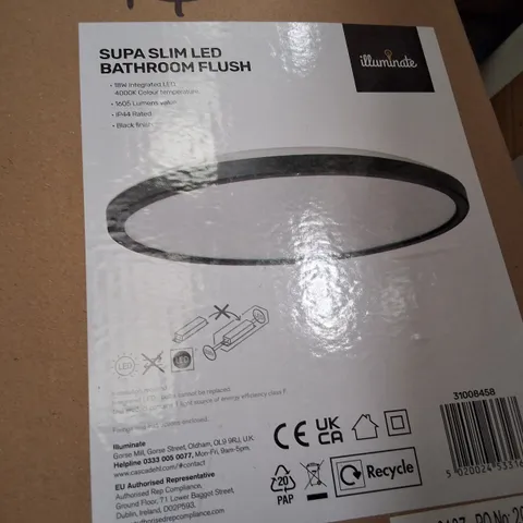 BOXED SUPA SLIM LED BATHROOM FLUSH CEILING LIGHT – BLACK FINISH, 18W, 4000K