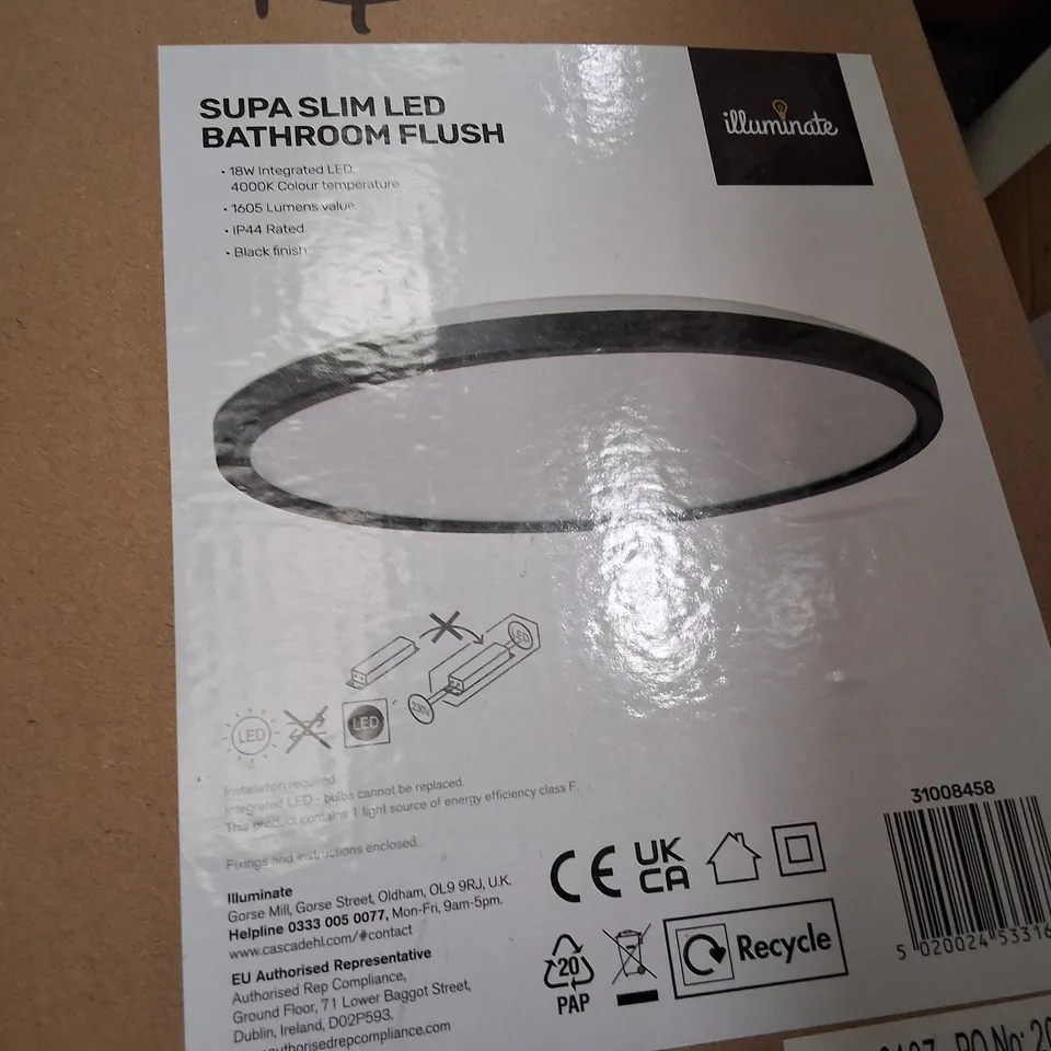 BOXED SUPA SLIM LED BATHROOM FLUSH CEILING LIGHT – BLACK FINISH, 18W, 4000K