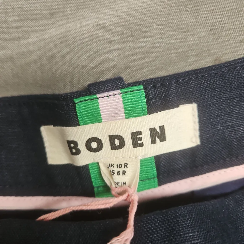 BODEN WOMEN'S NAVY WIDE-LEG TROUSERS, UK 10 REGULAR