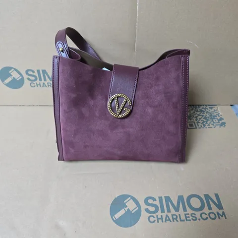 GENUINE LEATHER SHOULDER BAG WITH INTERCHANGEABLE DUAL STRAPS - DARK WINE - UNBOXED 